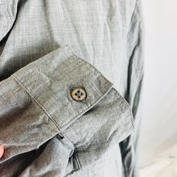 J. Jill Button Down Long Sleeve Gray Career Stretch Rayon Neutral Size Medium - Picture 4 of 7